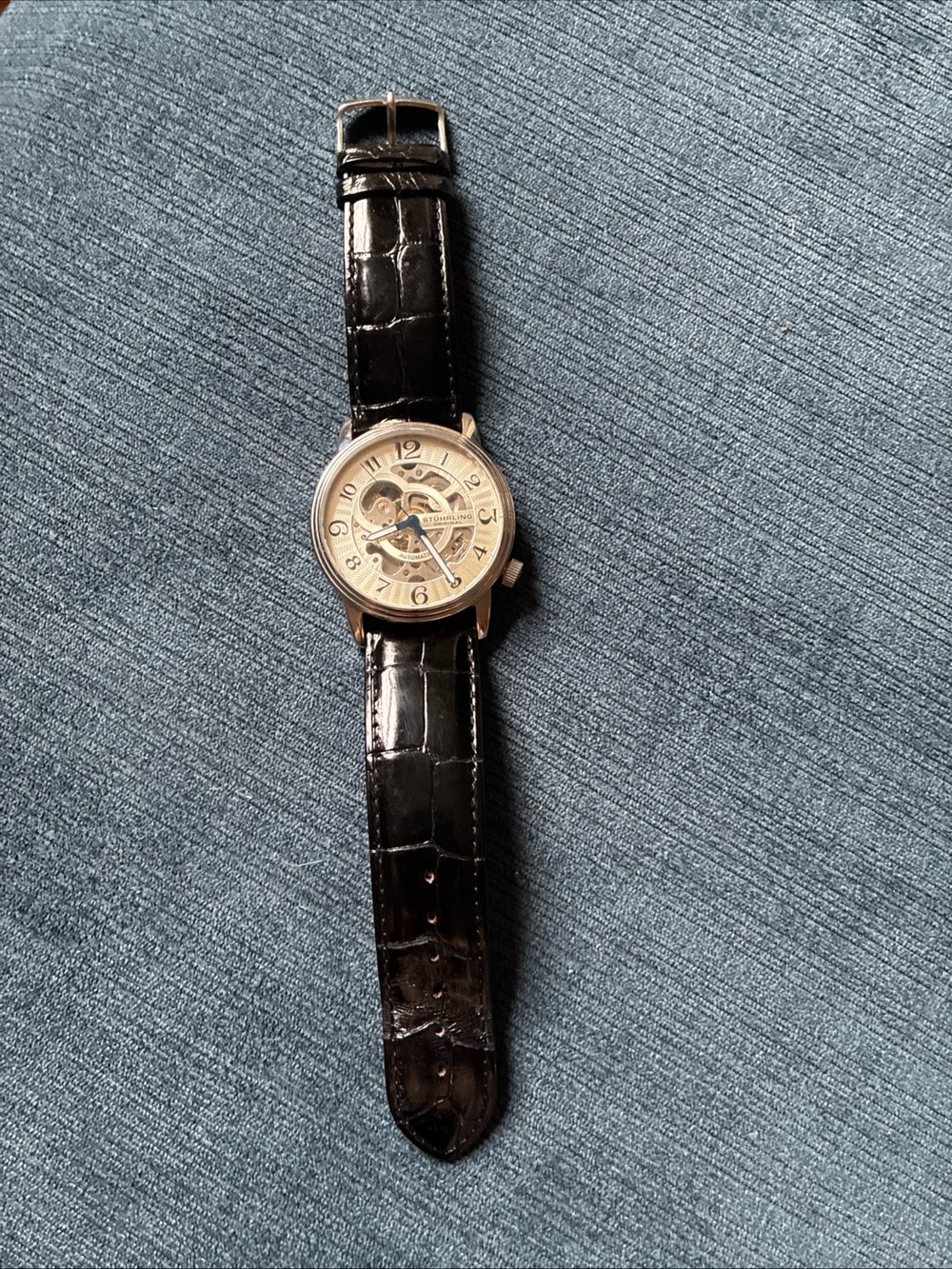 Stuhrling  Original Skeleton Automatic 20  Jewels CAL.ST –90500 alligator band